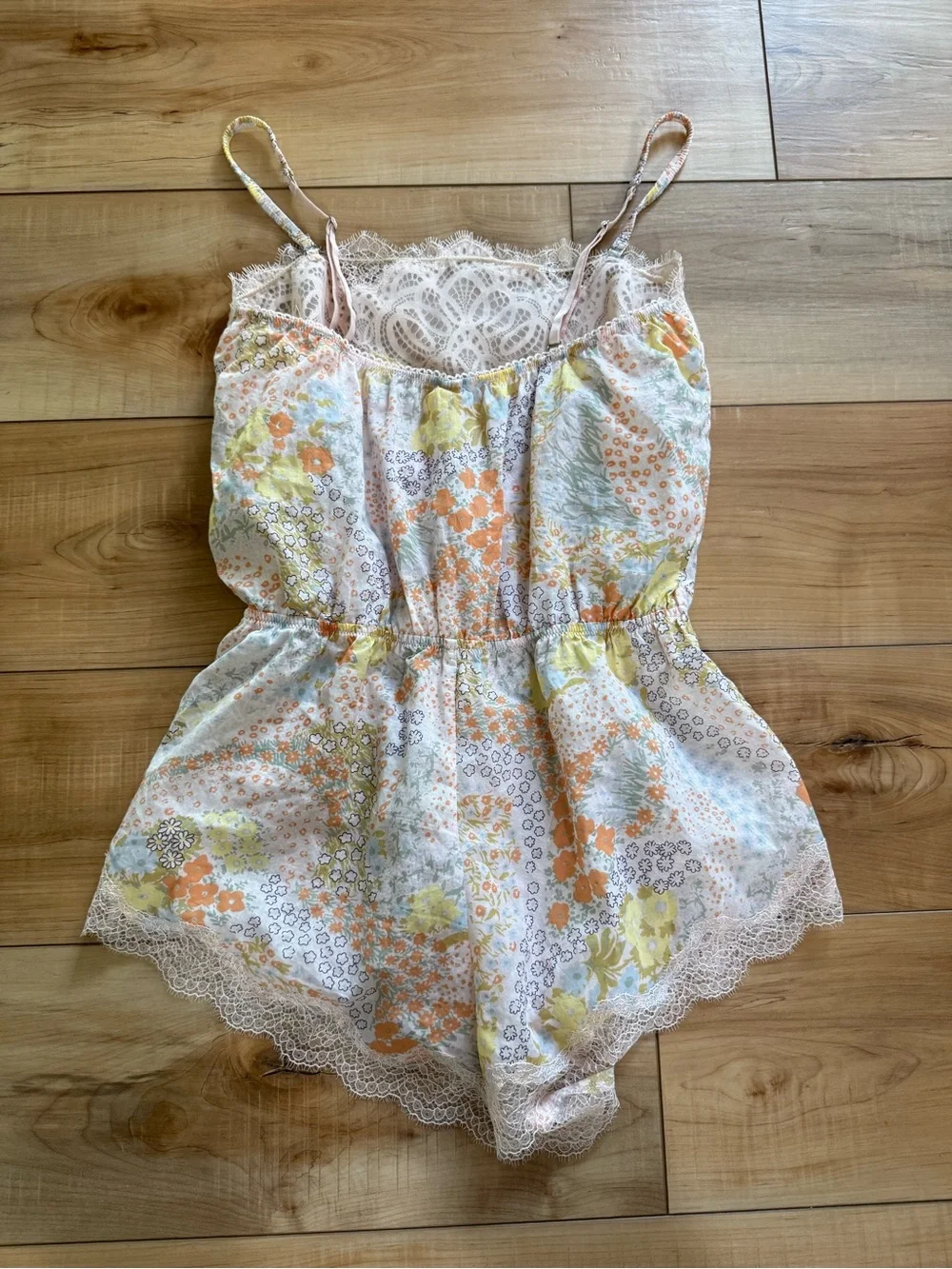 Victoria's Secret Pastel Floral Lace-Trim one piece romper nwt